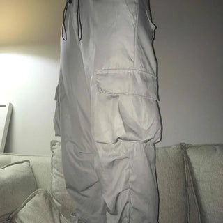 Beige Pure String Cargo Long Pants
