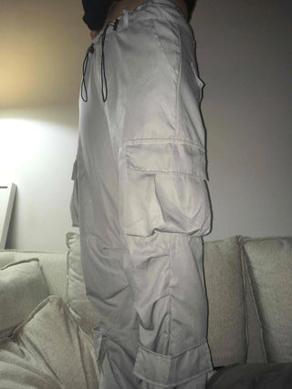 Beige Pure String Cargo Long Pants
