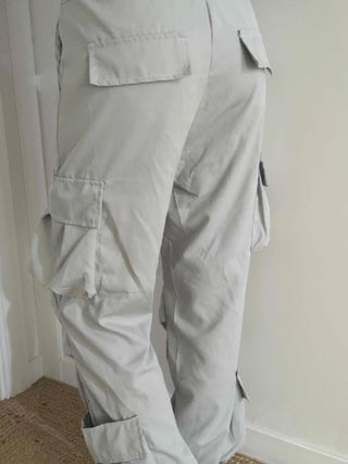 Beige Pure String Cargo Long Pants