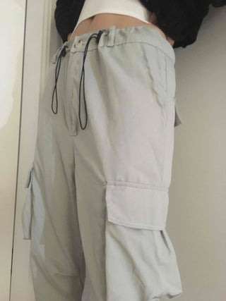 Beige Pure String Cargo Long Pants