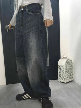 Effortless chic adjustable waist denim wide long pants