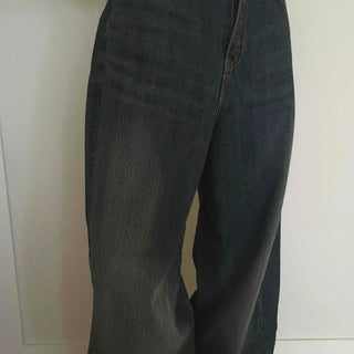 Effortless chic adjustable waist denim wide long pants