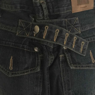 Effortless chic adjustable waist denim wide long pants