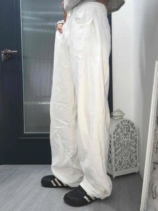 Side Pintuck Wide Cotton Long Pants