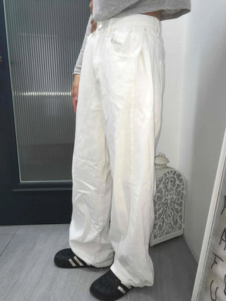Side Pintuck Wide Cotton Long Pants