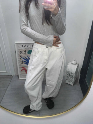 Side Pintuck Wide Cotton Long Pants