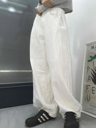 Side Pintuck Wide Cotton Long Pants