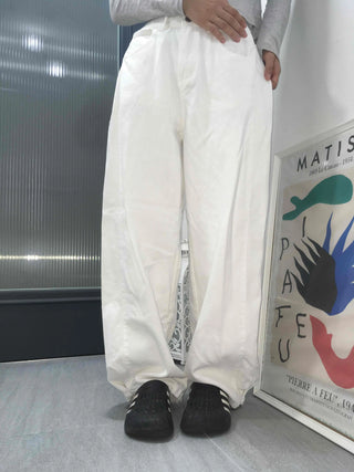 Side Pintuck Wide Cotton Long Pants