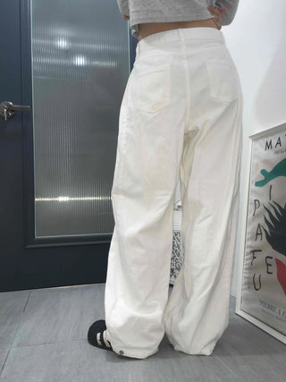 Side Pintuck Wide Cotton Long Pants