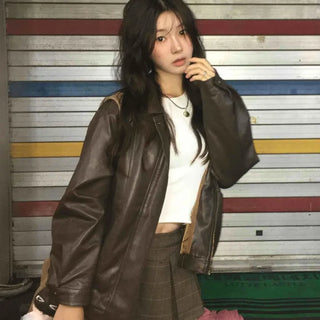 Urban Oversized Plain Shirt Collar Jacket