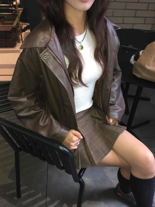 Urban Oversized Plain Shirt Collar Jacket