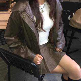 Urban Oversized Plain Shirt Collar Jacket