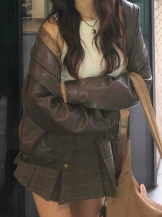 Urban Oversized Plain Shirt Collar Jacket