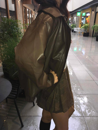 Urban Oversized Plain Shirt Collar Jacket