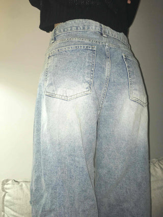 Damaged vintage denim long pants