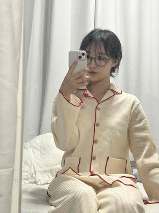 Essential Color Block Line Waffle Pajama Set