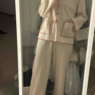 Essential Color Block Line Waffle Pajama Set