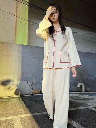 Essential Color Block Line Waffle Pajama Set