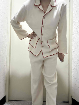 Essential Color Block Line Waffle Pajama Set