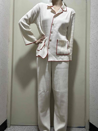 Essential Color Block Line Waffle Pajama Set