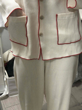 Essential Color Block Line Waffle Pajama Set