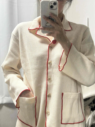 Essential Color Block Line Waffle Pajama Set