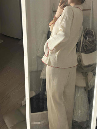 Essential Color Block Line Waffle Pajama Set
