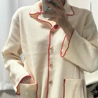 Essential Color Block Line Waffle Pajama Set