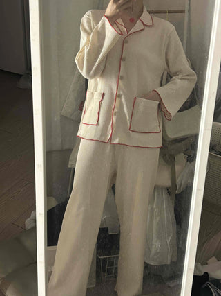 Essential Color Block Line Waffle Pajama Set