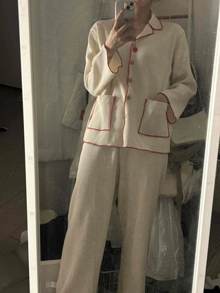 Essential Color Block Line Waffle Pajama Set