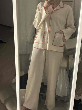 Essential Color Block Line Waffle Pajama Set