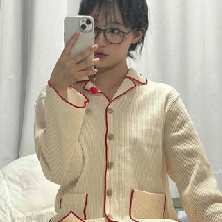Essential Color Block Line Waffle Pajama Set