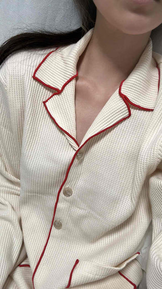 Essential Color Block Line Waffle Pajama Set