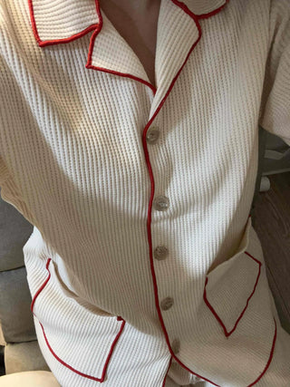 Essential Color Block Line Waffle Pajama Set