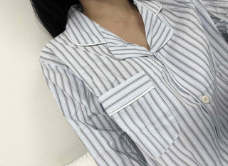 Sky Blue Soft Pajama Cotton Striped Set