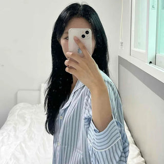 Sky Blue Soft Pajama Cotton Striped Set