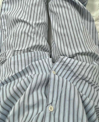 Sky Blue Soft Pajama Cotton Striped Set