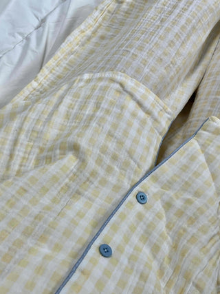Yellow simple shirt collar pajama set