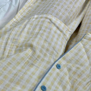 Yellow simple shirt collar pajama set