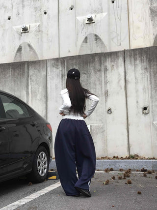 Effortless Kitsch Lettering Loose Fit Long Pants
