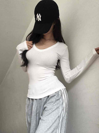 Delicate V-neck Modal Long-sleeve T-shirt