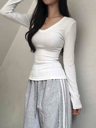 Delicate V-neck Modal Long-sleeve T-shirt