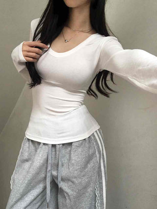 Delicate V-neck Modal Long-sleeve T-shirt