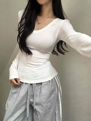 Delicate V-neck Modal Long-sleeve T-shirt