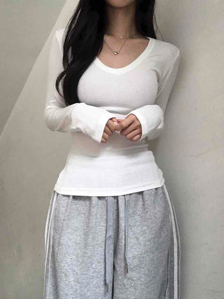 Delicate V-neck Modal Long-sleeve T-shirt