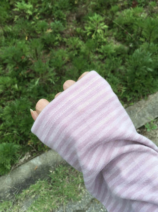 Natural Arm Cover Striped V-Neck Long Sleeve T-Shirt