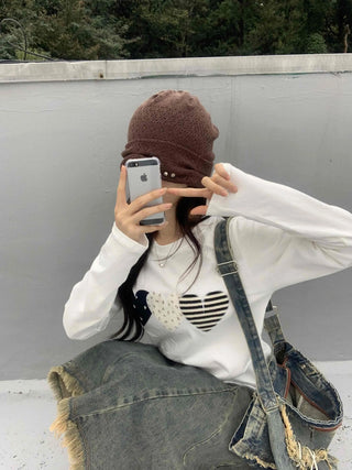 Vintage Autumn Three Heart Long Sleeve T-shirt