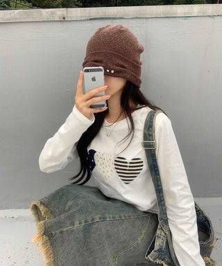 Vintage Autumn Three Heart Long Sleeve T-shirt