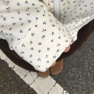 Daily Small Floral Round Neck Zip-Up Hoodie