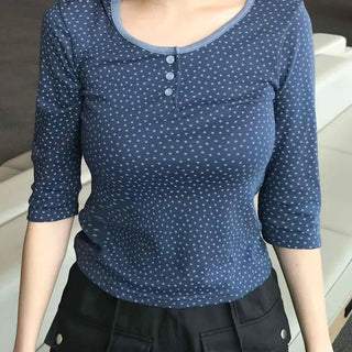 Unique Vintage U-Neck Short Sleeve T-Shirt